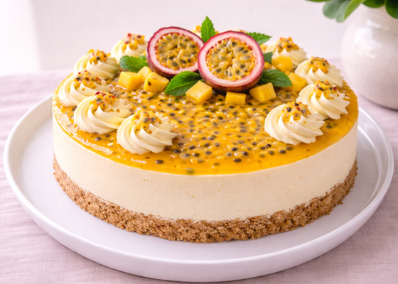 Passjonsfrukt ostekake Med Fersk Frukt