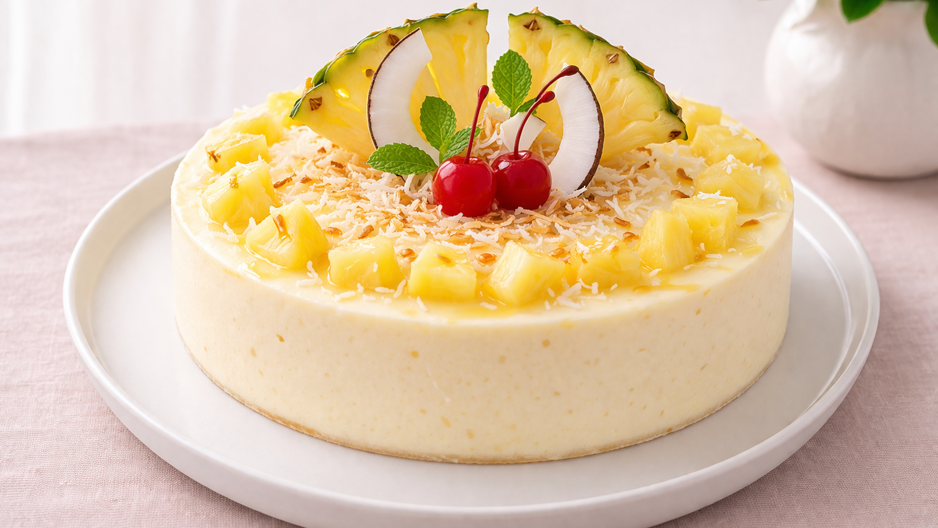 Tropisk Ostekake Med Ananas Og Kokos
