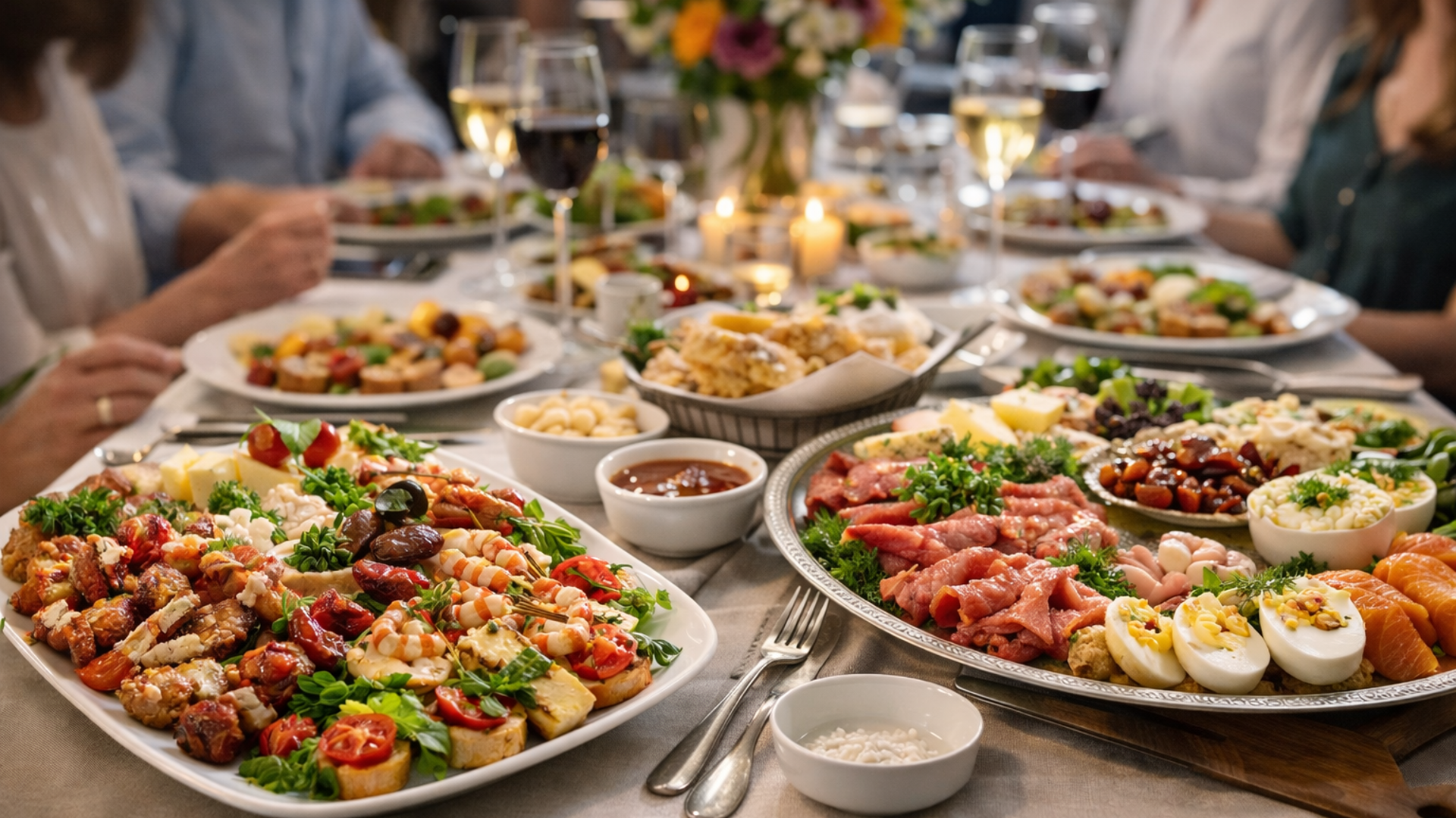 Festbord Med Tapas Og Koldtbord